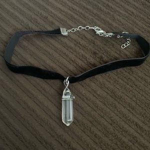 Brand new crystal faux suede choker necklace